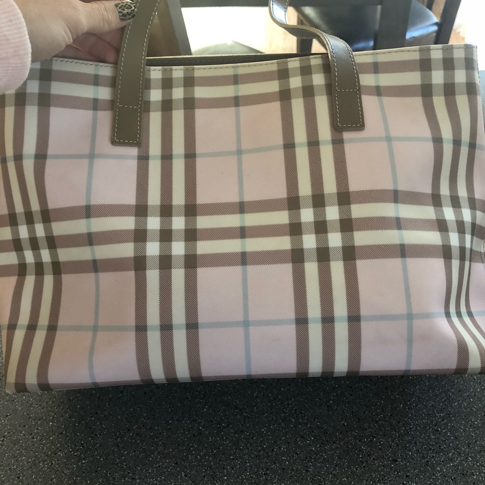 Authentic Burberry Pink Candy Check Coated Tote - Picture 2 of 4